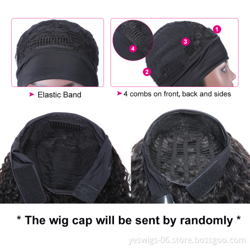 Hot Selling Deep Wave Headband Human Hair Wigs Brazilian Glueless None Lace Wigs For Black Women Young Girl Virgin Hair Wigs